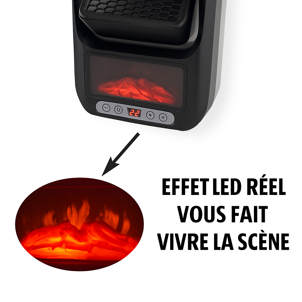 Portable Electric Heater – Mini LED Fireplace with Remote Control