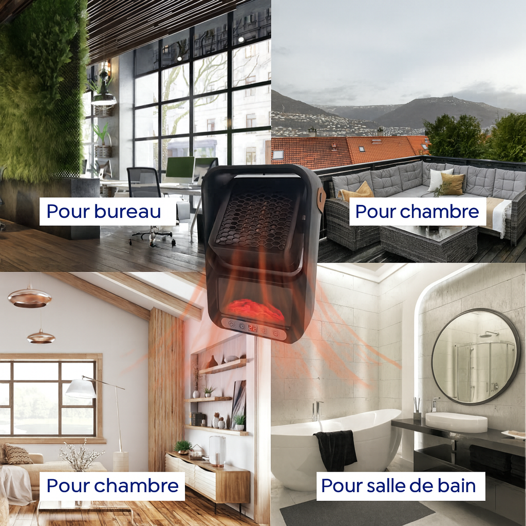 Portable Electric Heater – Mini LED Fireplace with Remote Control