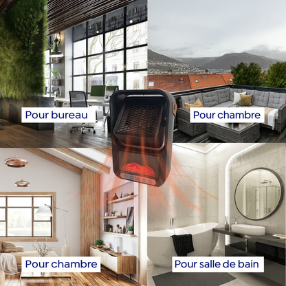 Portable Electric Heater – Mini LED Fireplace with Remote Control